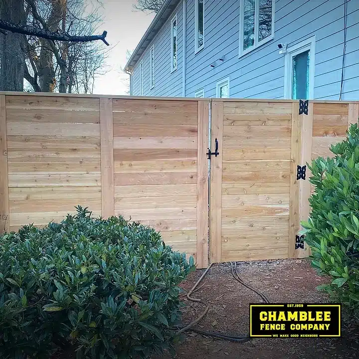 Horizontal wood privacy fence in Atlanta, Georgia built by Chamblee Fence Company