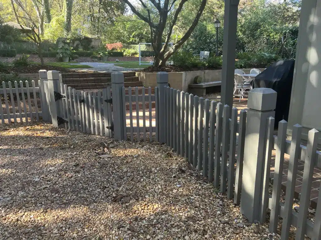 Decorative picket fence installation in Kennesaw Georgia