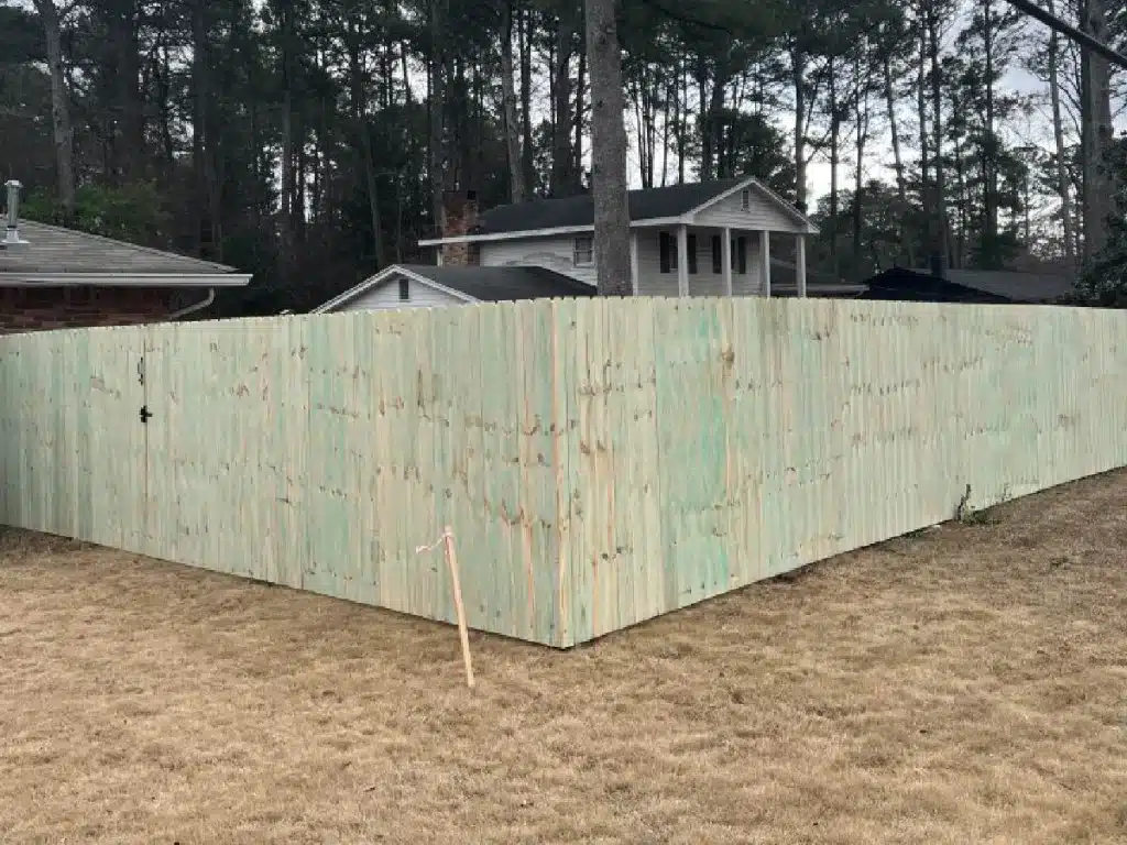 tall wooden fence installed in Marietta Georgia