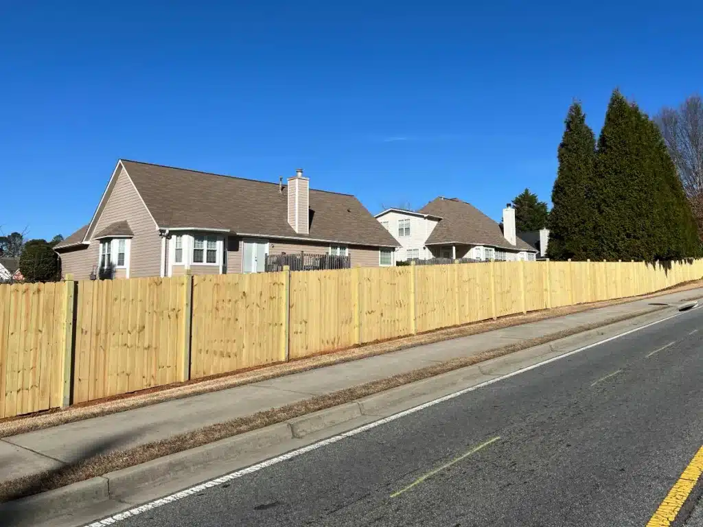 Wood privacy fence in Kennesaw Georgia that blocks the view from across the road
